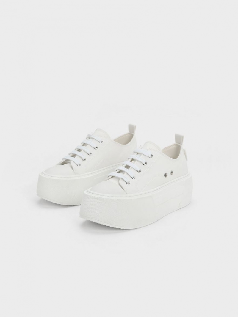 Charles And Keith Chunky Platform Sneakers White | PHILIPPINES W851