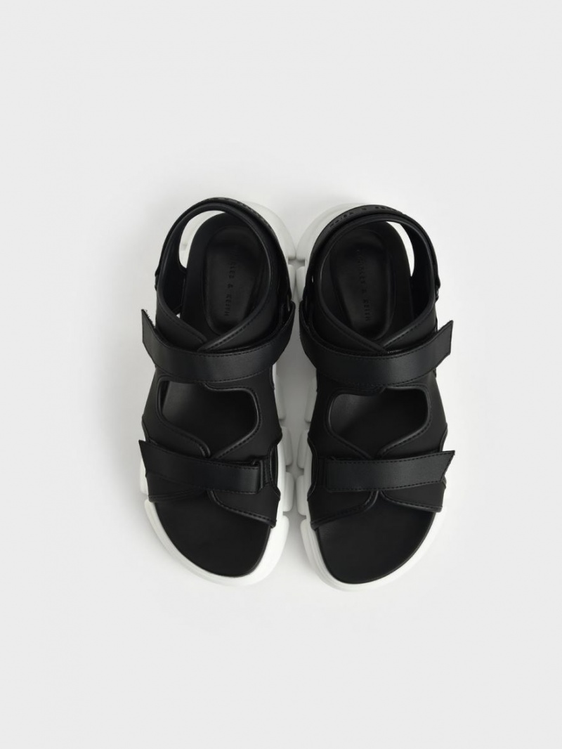 Charles And Keith Chunky Sports Platform Sandals Black | PHILIPPINES M756