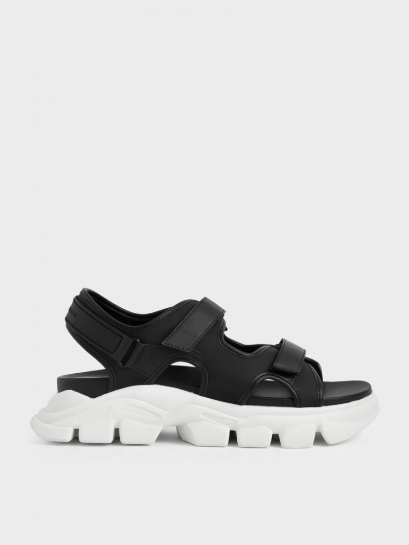 Charles And Keith Chunky Sports Platform Sandals Black | PHILIPPINES M756