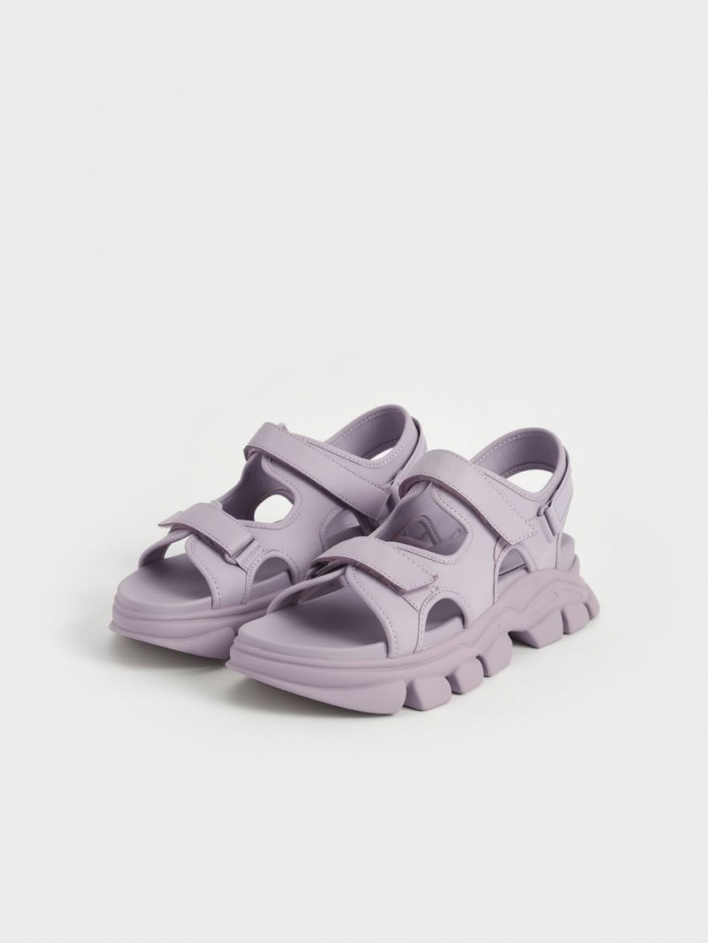 Charles And Keith Chunky Sports Platform Sandals Purple | PHILIPPINES H679