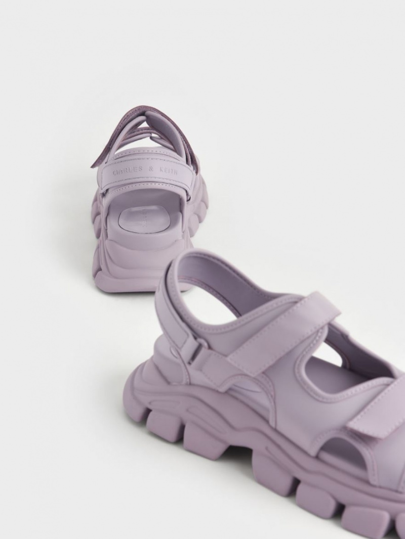 Charles And Keith Chunky Sports Platform Sandals Purple | PHILIPPINES H679