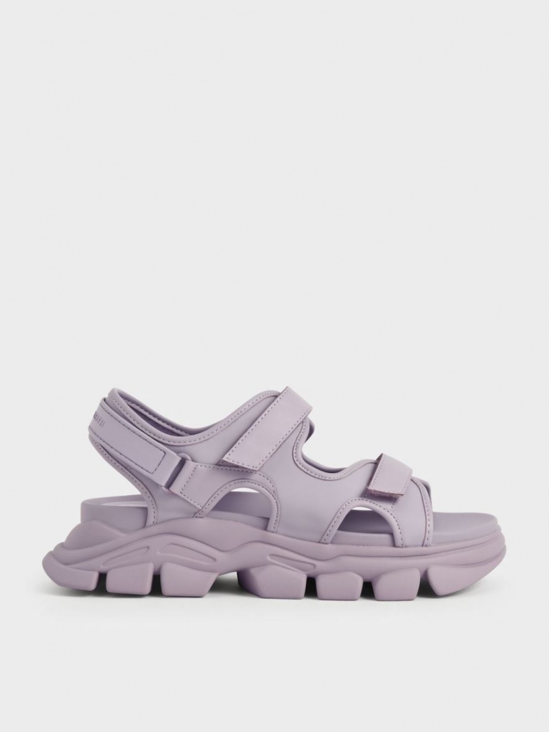 Charles And Keith Chunky Sports Platform Sandals Purple | PHILIPPINES H679