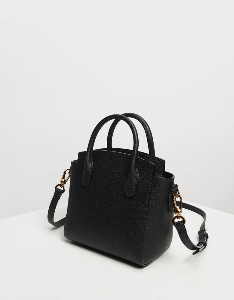 Charles And Keith Classic Double Top Handbag Black | PHILIPPINES B598