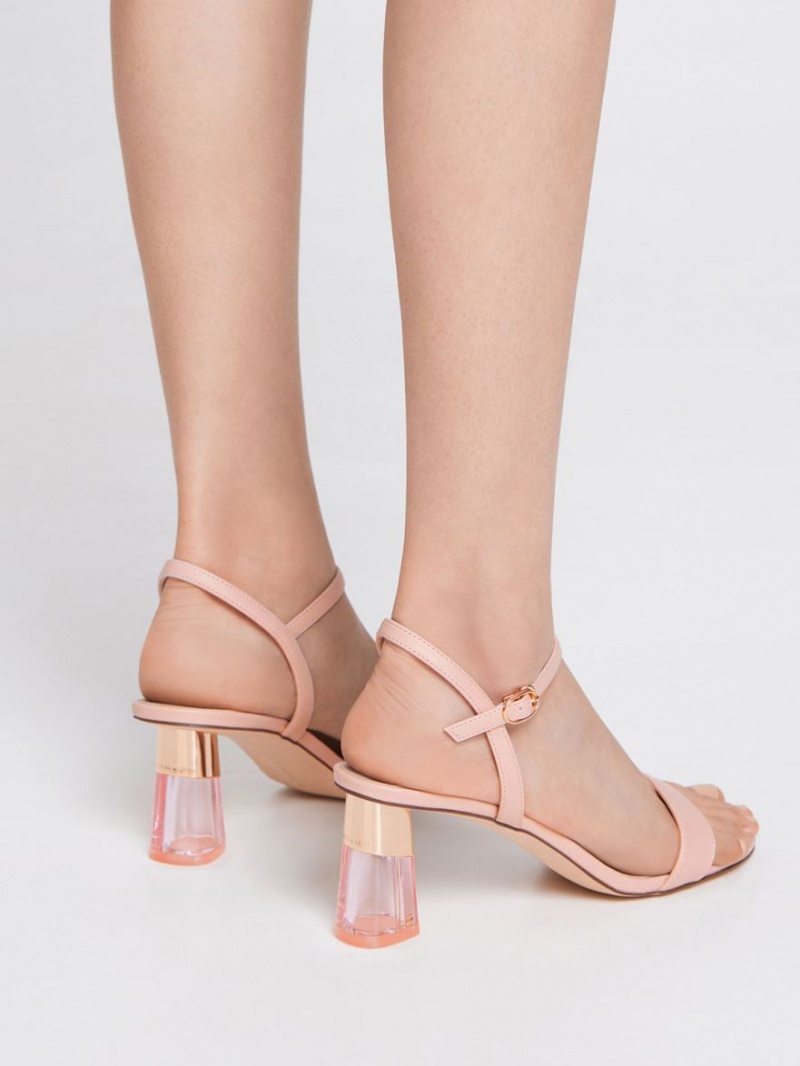 Charles And Keith Clear Trapeze Heels Sandals Pink | PHILIPPINES U874