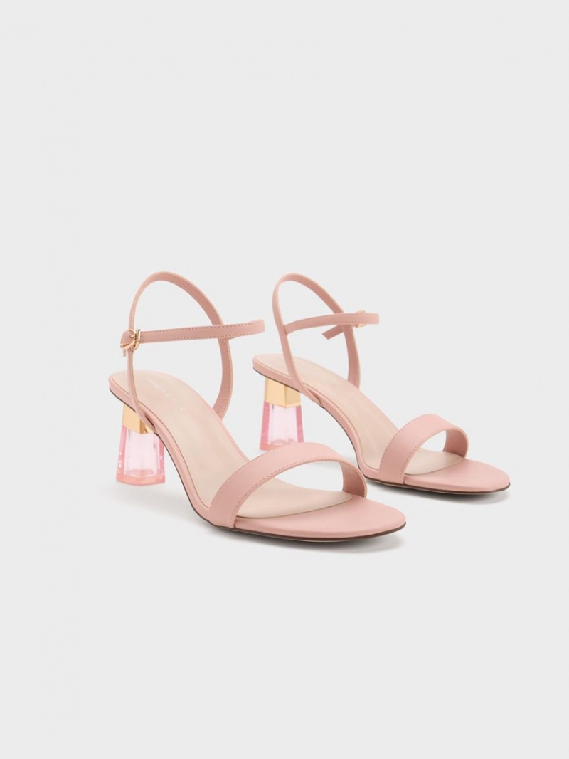 Charles And Keith Clear Trapeze Heels Sandals Pink | PHILIPPINES U874