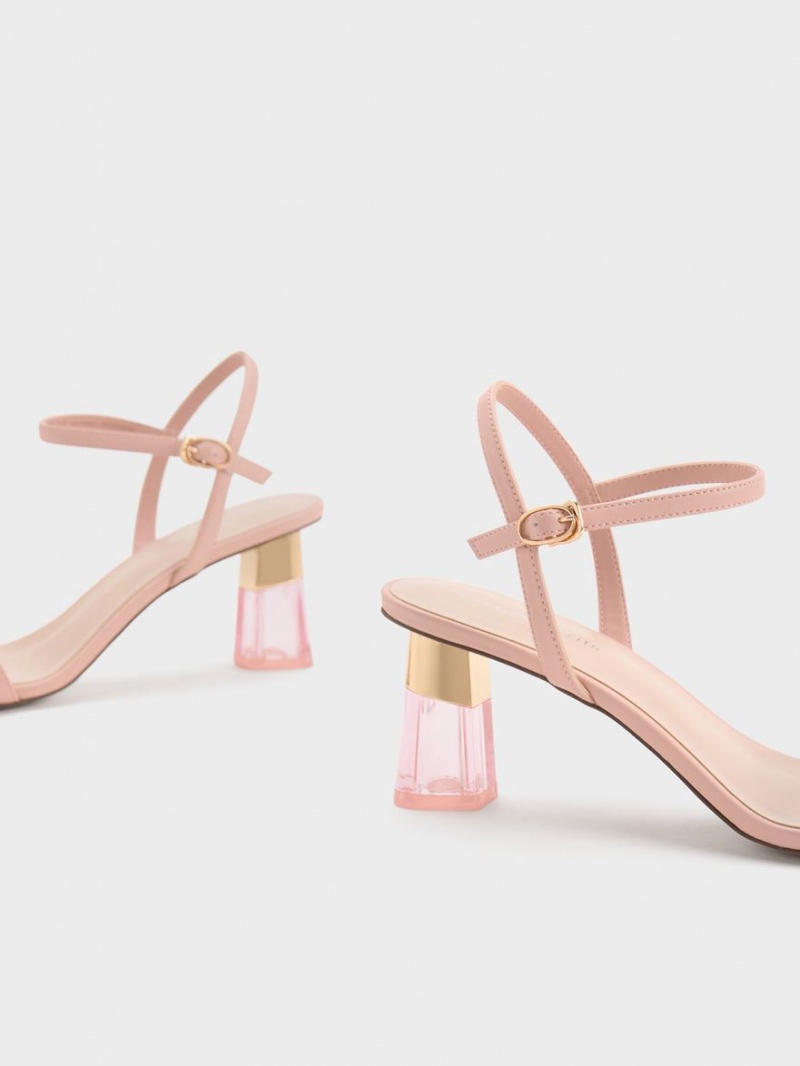 Charles And Keith Clear Trapeze Heels Sandals Pink | PHILIPPINES U874