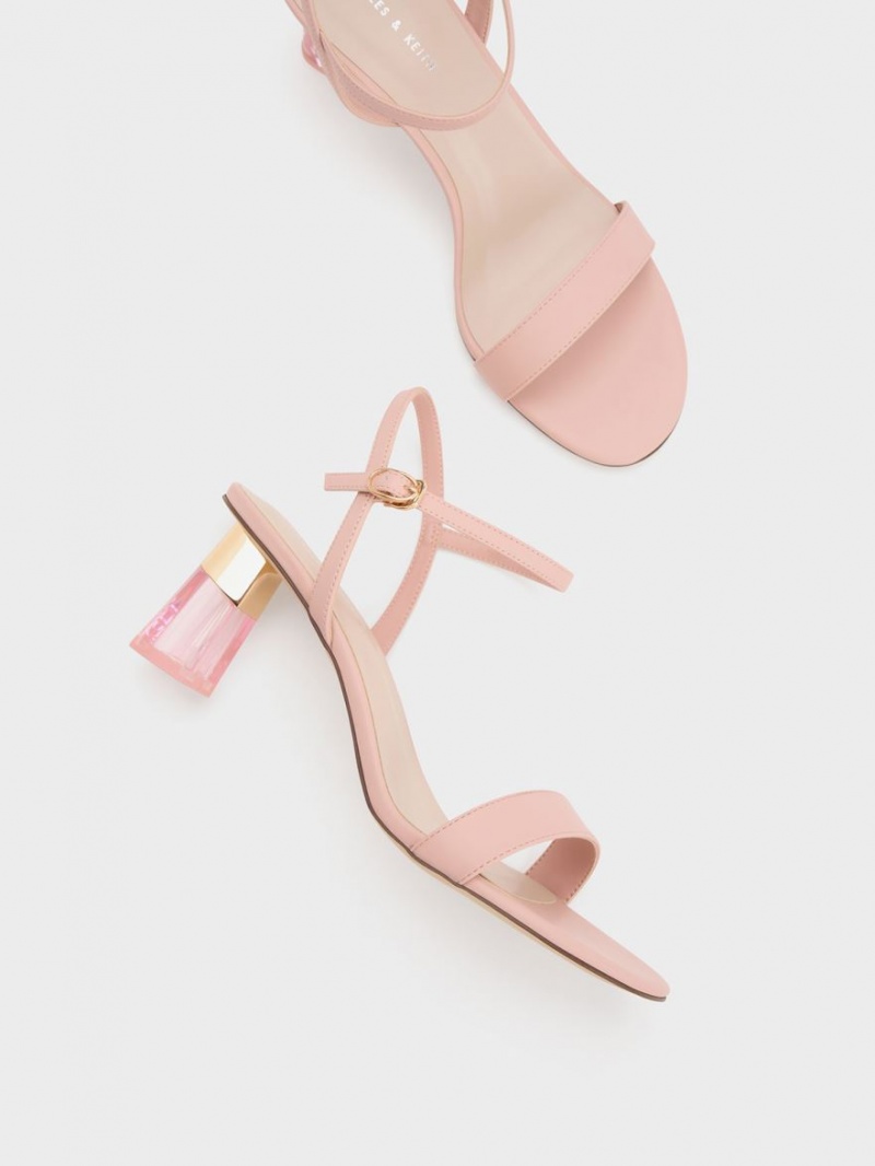 Charles And Keith Clear Trapeze Heels Sandals Pink | PHILIPPINES U874