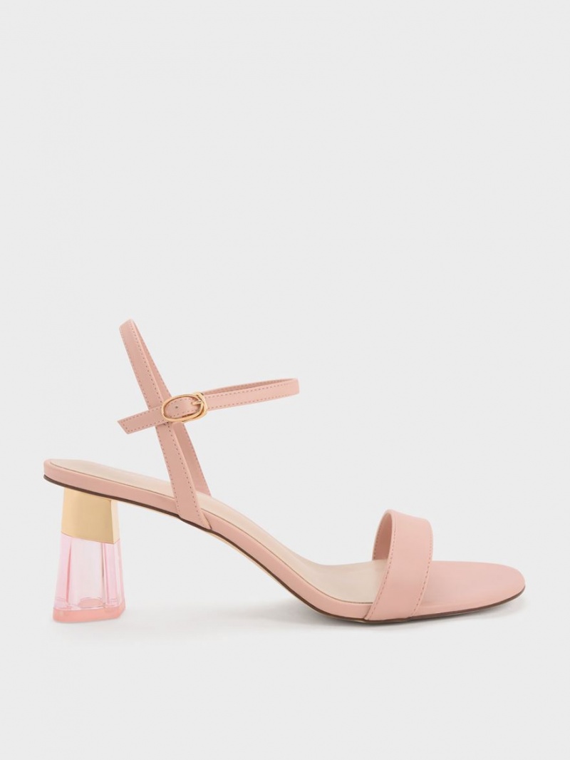 Charles And Keith Clear Trapeze Heels Sandals Pink | PHILIPPINES U874