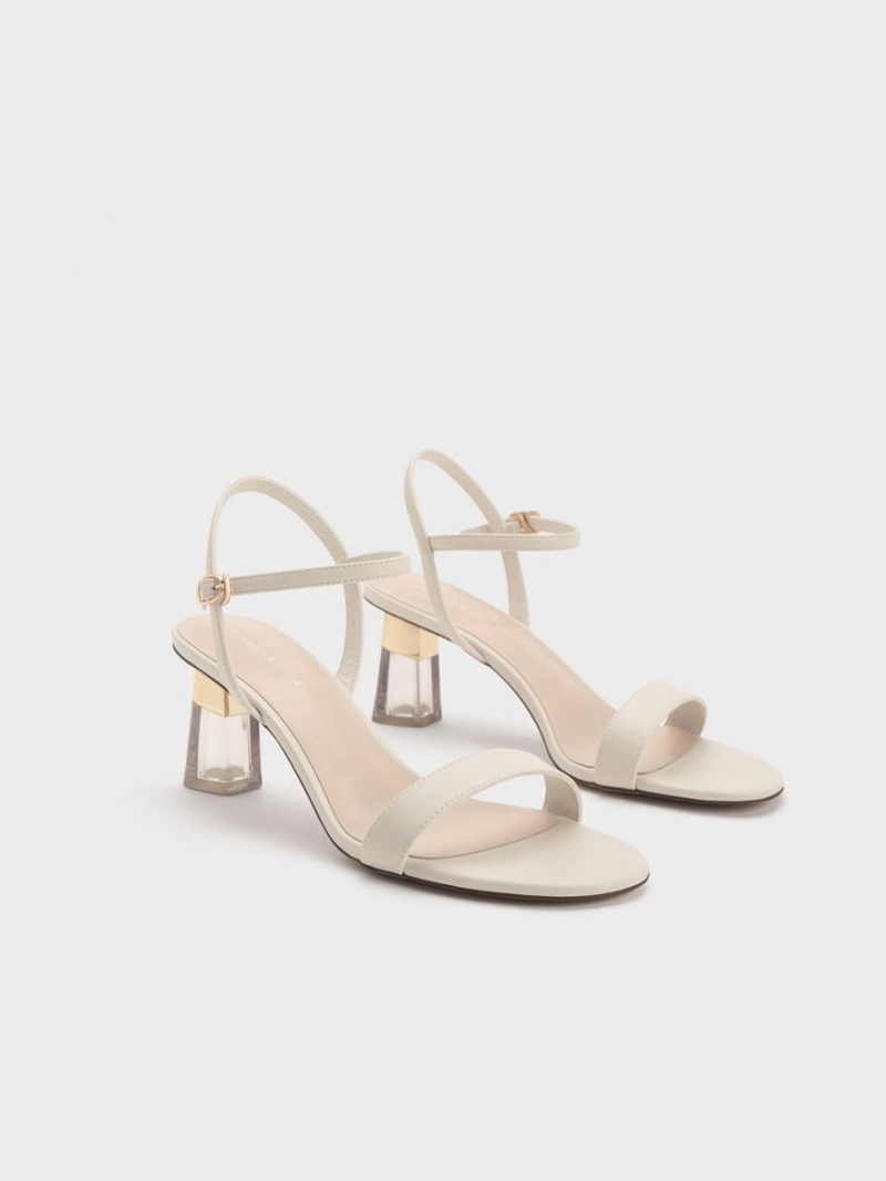 Charles And Keith Clear Trapeze Heels Sandals White | PHILIPPINES W462