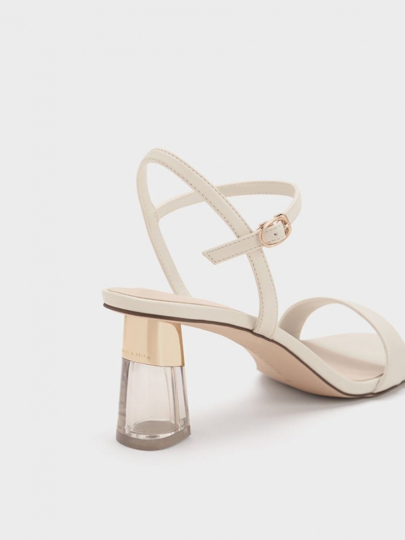 Charles And Keith Clear Trapeze Heels Sandals White | PHILIPPINES W462