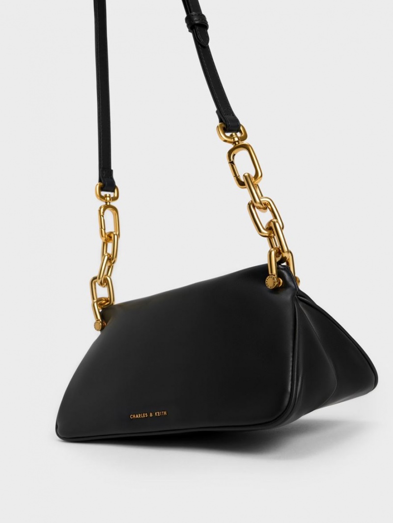 Charles And Keith Cleona Braided Handle Hobo Bag Black | PHILIPPINES O283