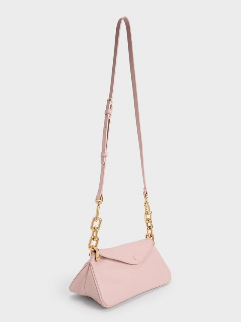 Charles And Keith Cleona Braided Handle Hobo Bag Light Pink | PHILIPPINES E047