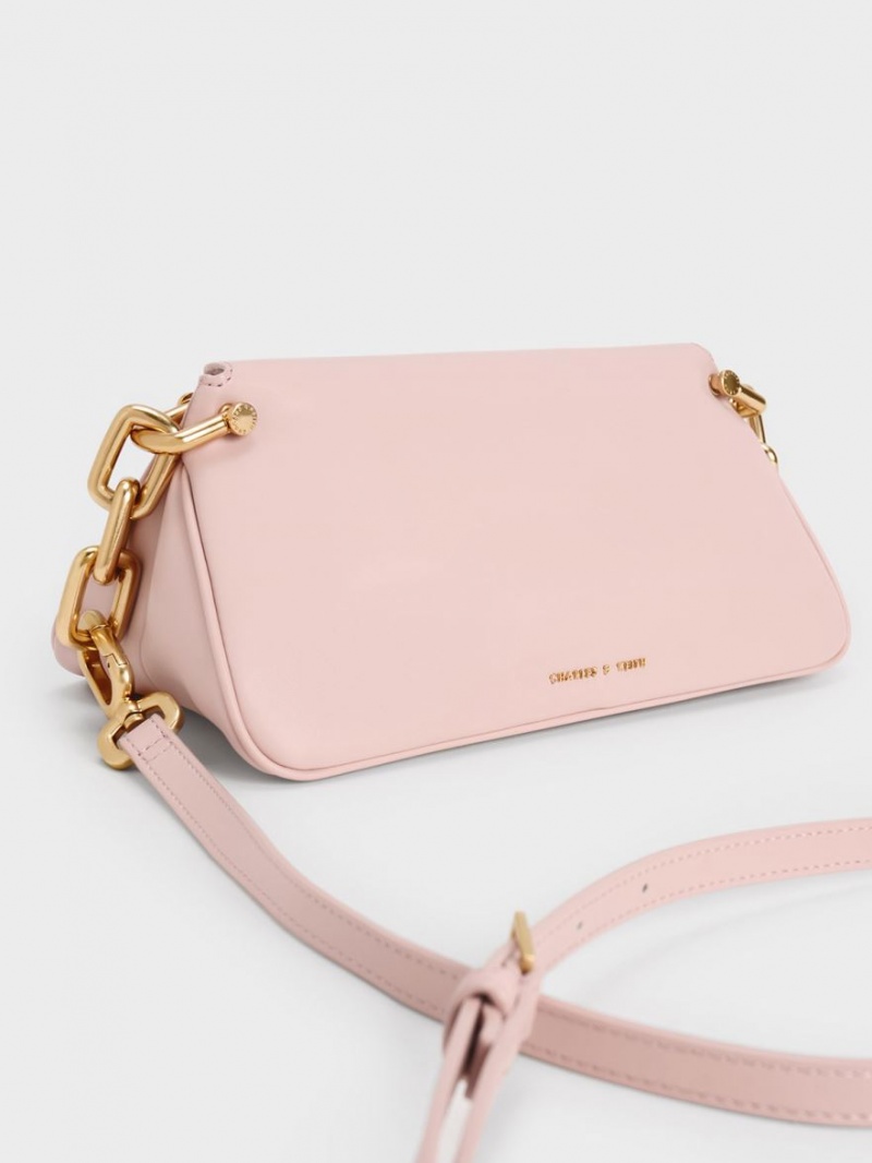 Charles And Keith Cleona Braided Handle Hobo Bag Light Pink | PHILIPPINES E047