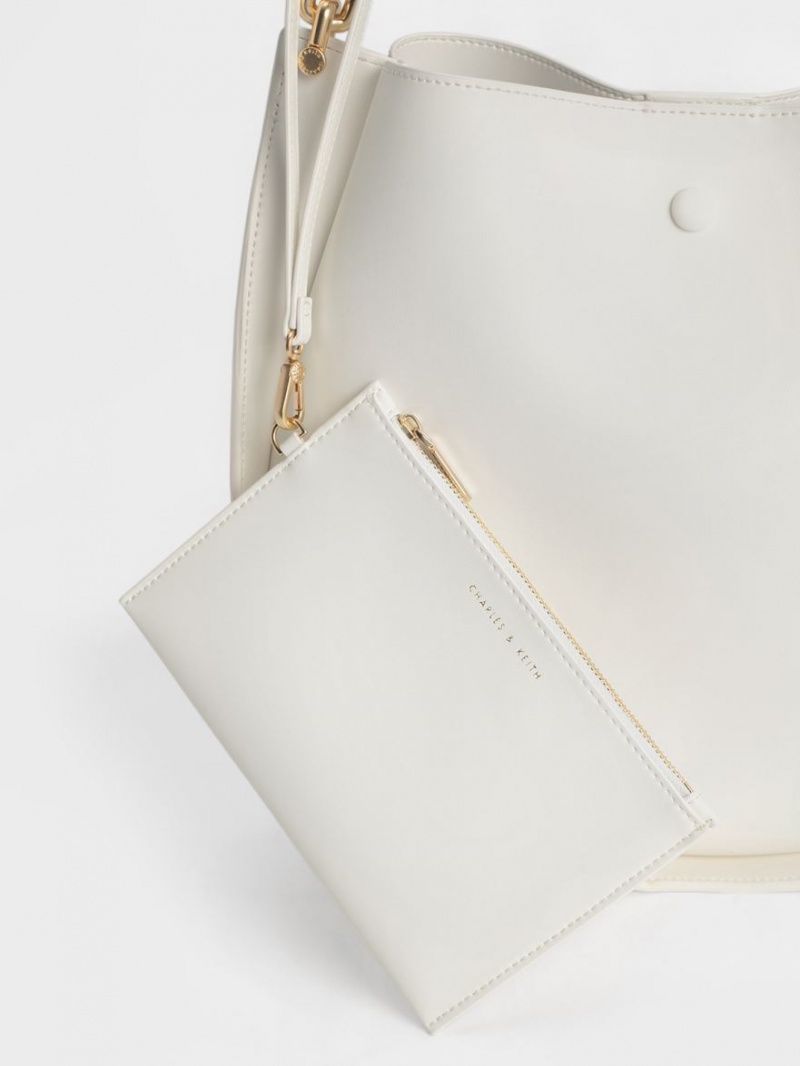 Charles And Keith Cleona Braided Handle Shoulder Bags White | PHILIPPINES E136