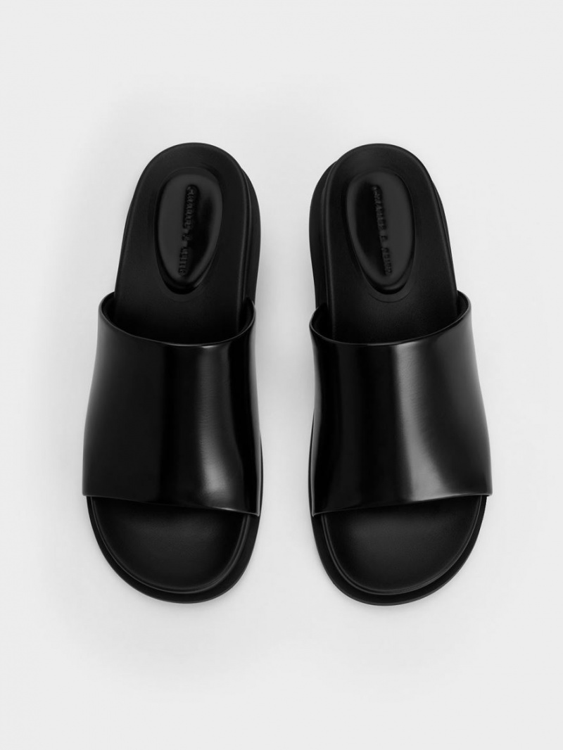 Charles And Keith Clio Slant Heel Mules Black | PHILIPPINES C213