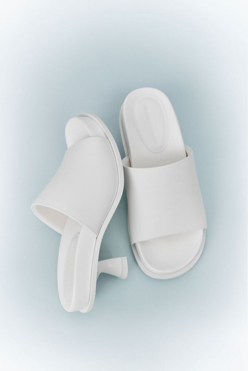 Charles And Keith Clio Slant Heel Mules White | PHILIPPINES W710