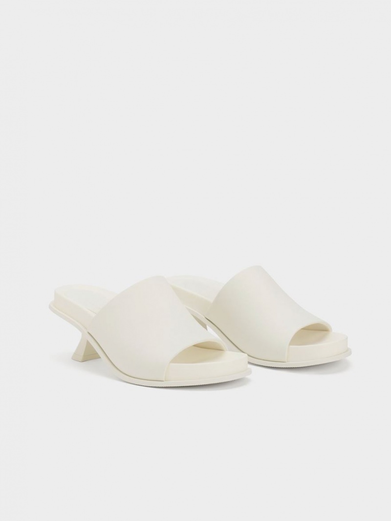 Charles And Keith Clio Slant Heel Mules White | PHILIPPINES W710