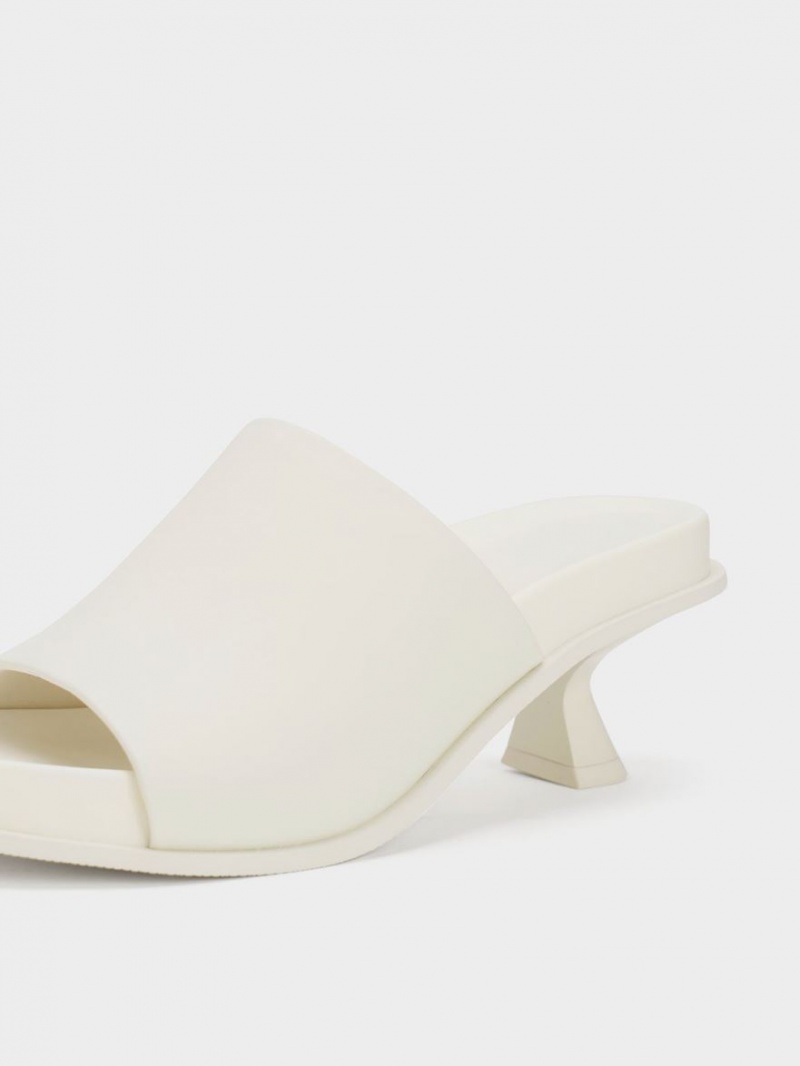 Charles And Keith Clio Slant Heel Mules White | PHILIPPINES W710