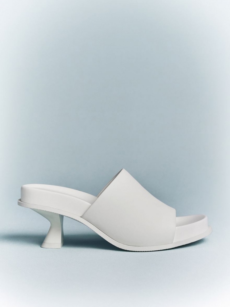 Charles And Keith Clio Slant Heel Mules White | PHILIPPINES W710