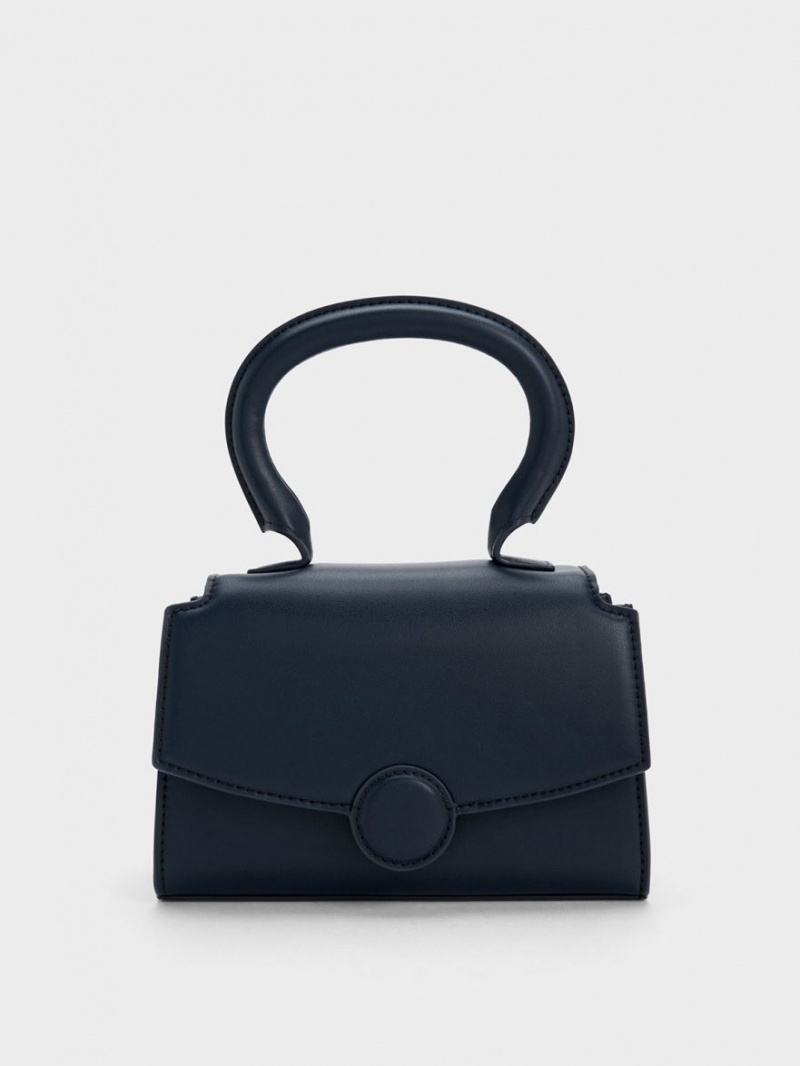 Charles And Keith Clover Curved Handbag Navy | PHILIPPINES Q174