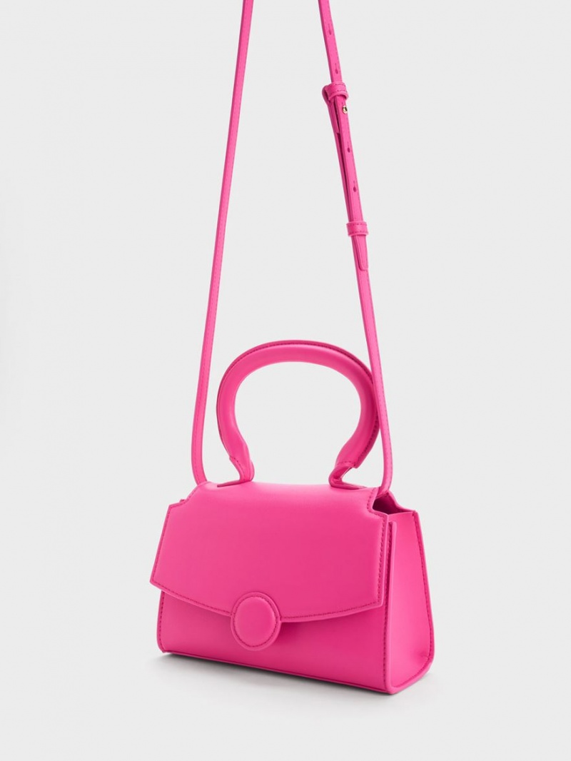 Charles And Keith Clover Curved Handbag Fuchsia | PHILIPPINES W165