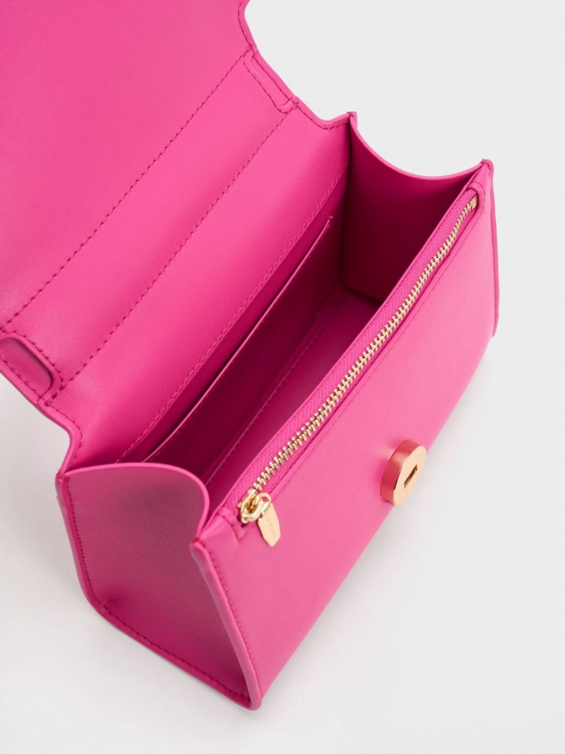 Charles And Keith Clover Curved Handbag Fuchsia | PHILIPPINES W165