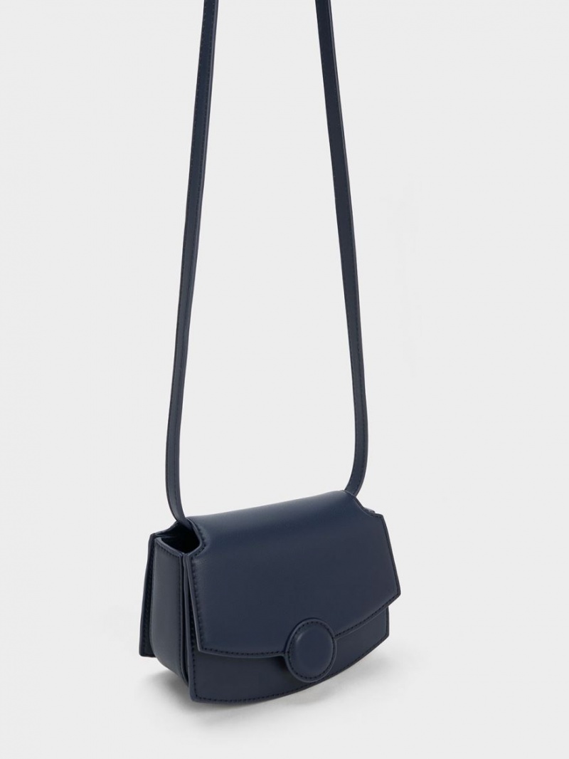 Charles And Keith Clover Curved Shoulder Bags Navy | PHILIPPINES M371