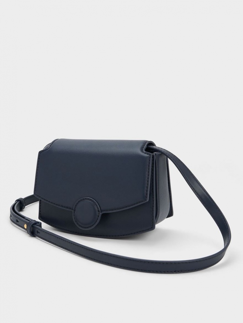 Charles And Keith Clover Curved Shoulder Bags Navy | PHILIPPINES M371