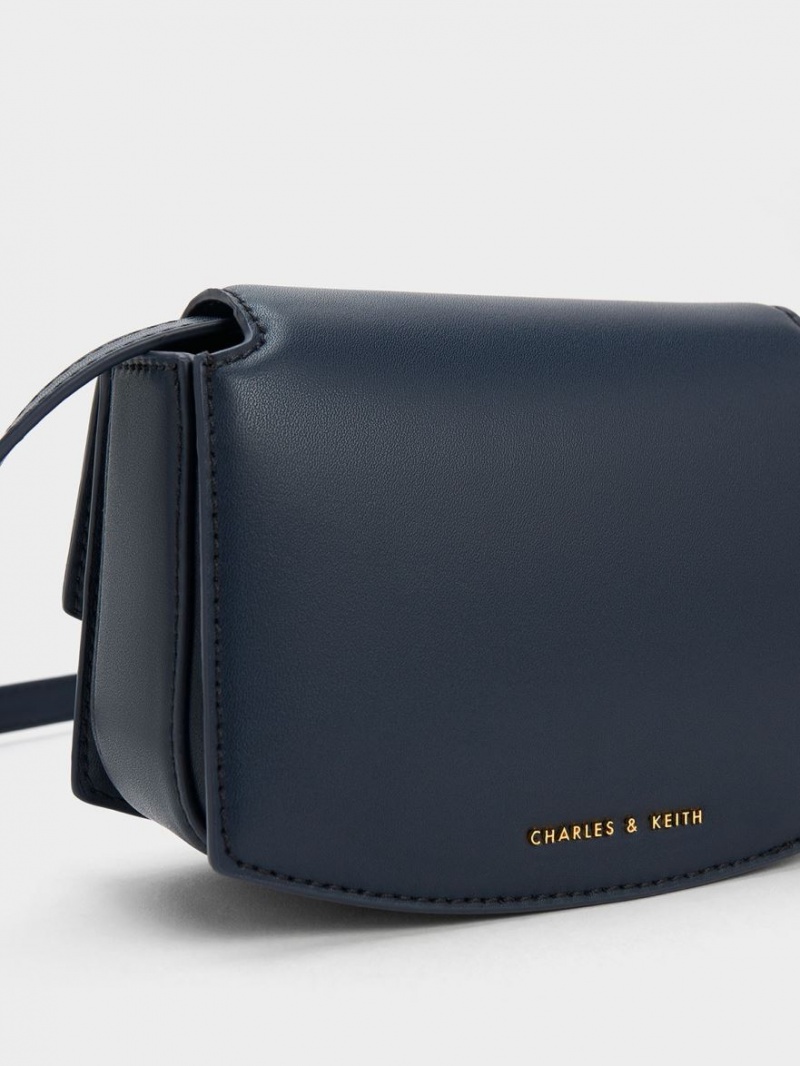 Charles And Keith Clover Curved Shoulder Bags Navy | PHILIPPINES M371