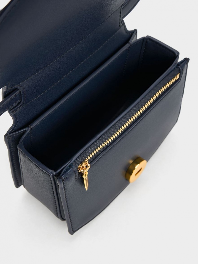 Charles And Keith Clover Curved Shoulder Bags Navy | PHILIPPINES M371