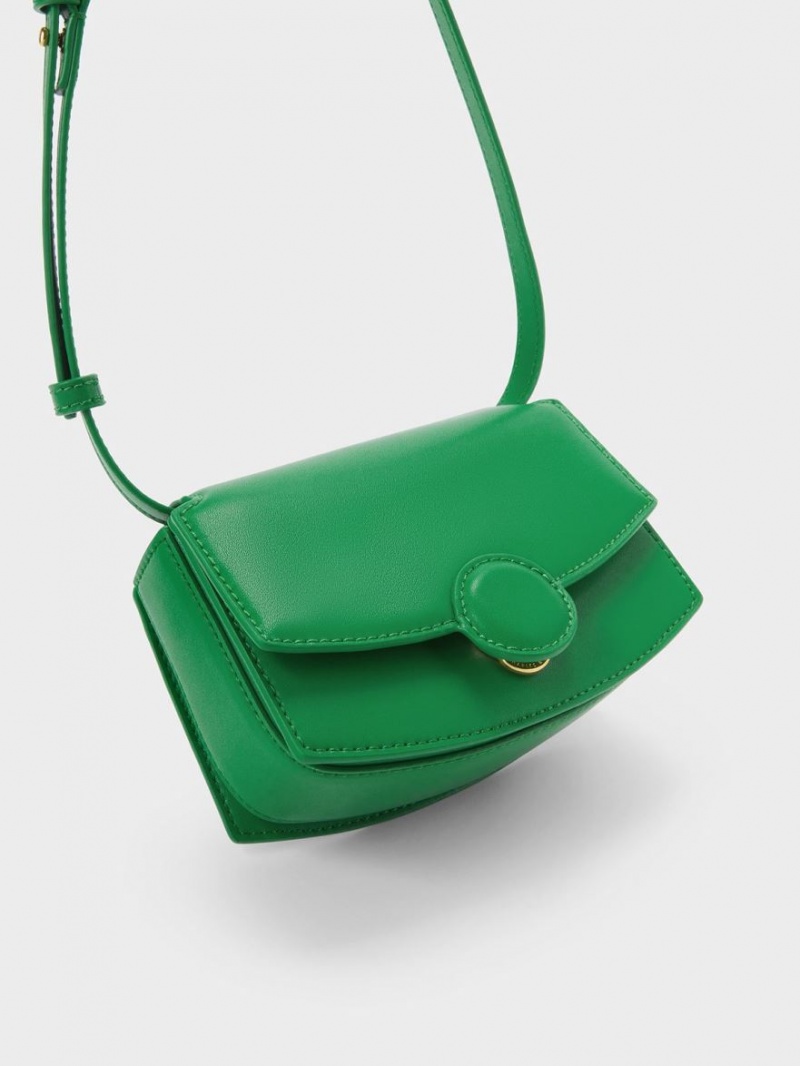 Charles And Keith Clover Curved Shoulder Bags Green | PHILIPPINES K825