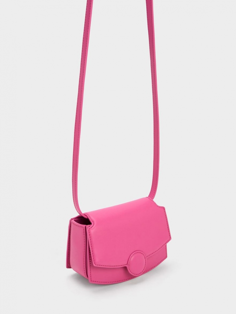 Charles And Keith Clover Curved Shoulder Bags Fuchsia | PHILIPPINES L109