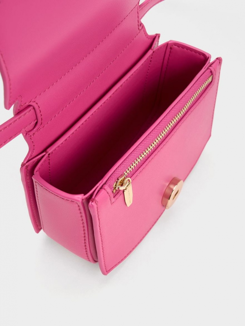 Charles And Keith Clover Curved Shoulder Bags Fuchsia | PHILIPPINES L109