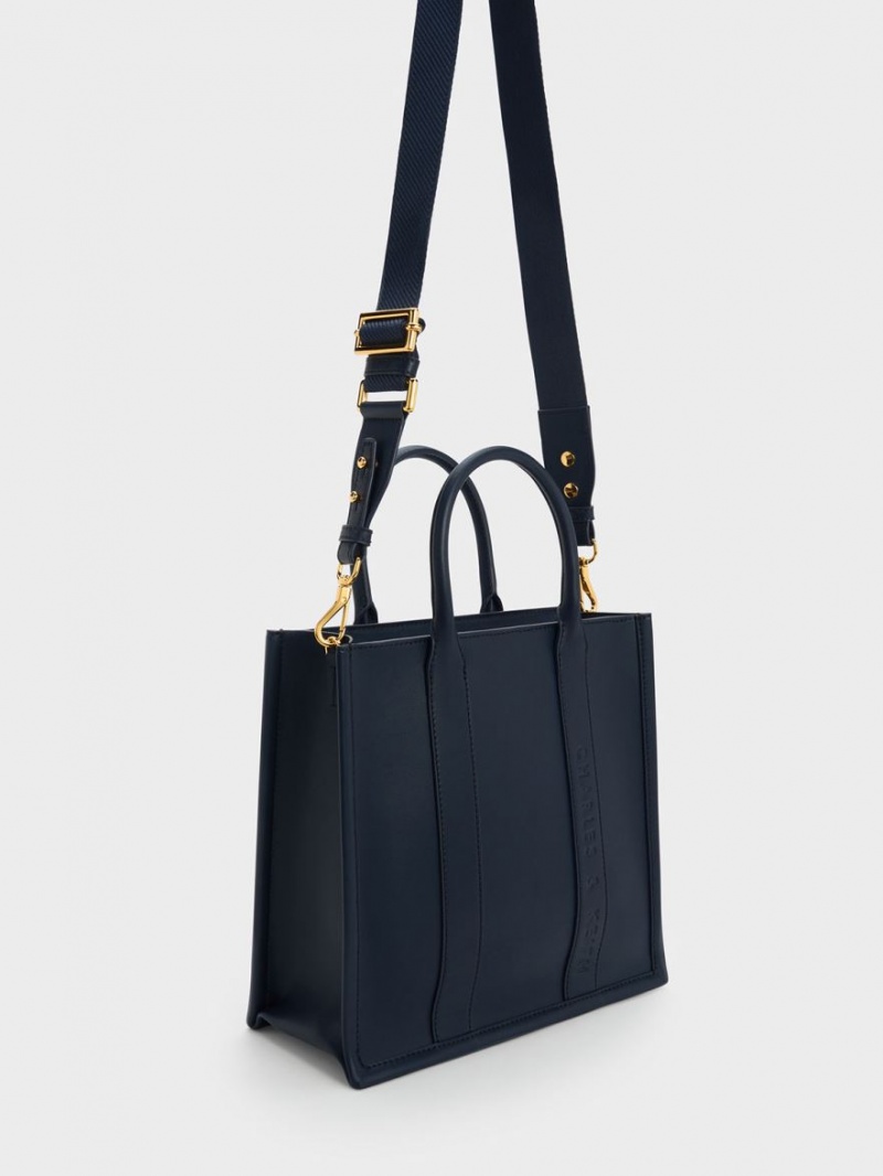 Charles And Keith Clover Trapeze Tote Bags Navy | PHILIPPINES R083