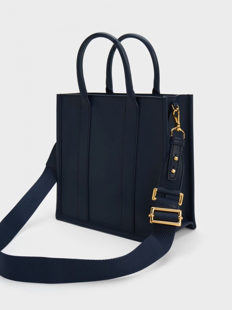 Charles And Keith Clover Trapeze Tote Bags Navy | PHILIPPINES R083