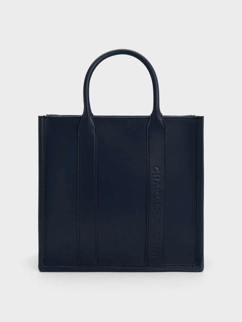 Charles And Keith Clover Trapeze Tote Bags Navy | PHILIPPINES R083