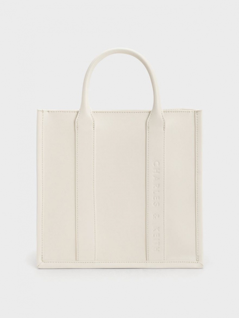 Charles And Keith Clover Trapeze Tote Bags Cream | PHILIPPINES C627