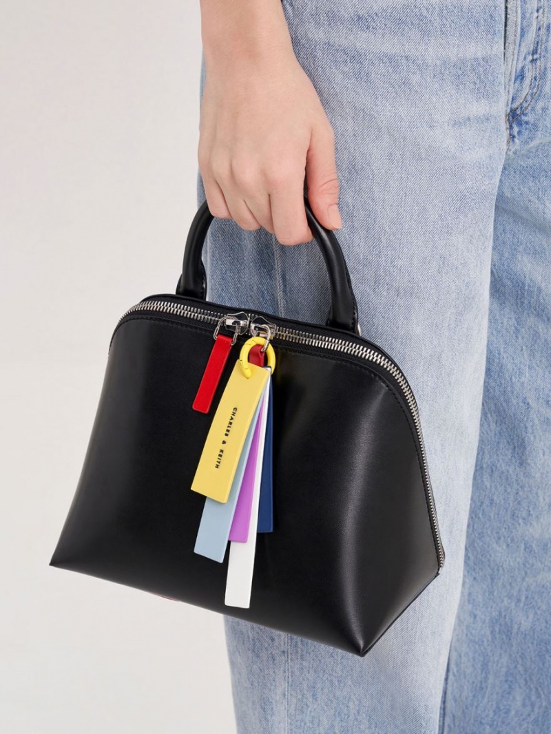 Charles And Keith Cockade Bowling Tote Bags Black | PHILIPPINES C705