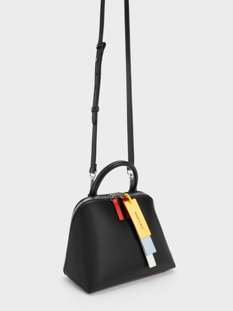 Charles And Keith Cockade Bowling Tote Bags Black | PHILIPPINES C705