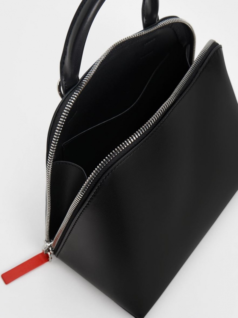 Charles And Keith Cockade Bowling Tote Bags Black | PHILIPPINES C705