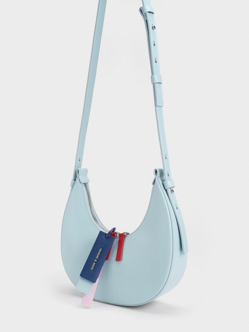 Charles And Keith Cockade Crescent Hobo Bag Blue | PHILIPPINES C281