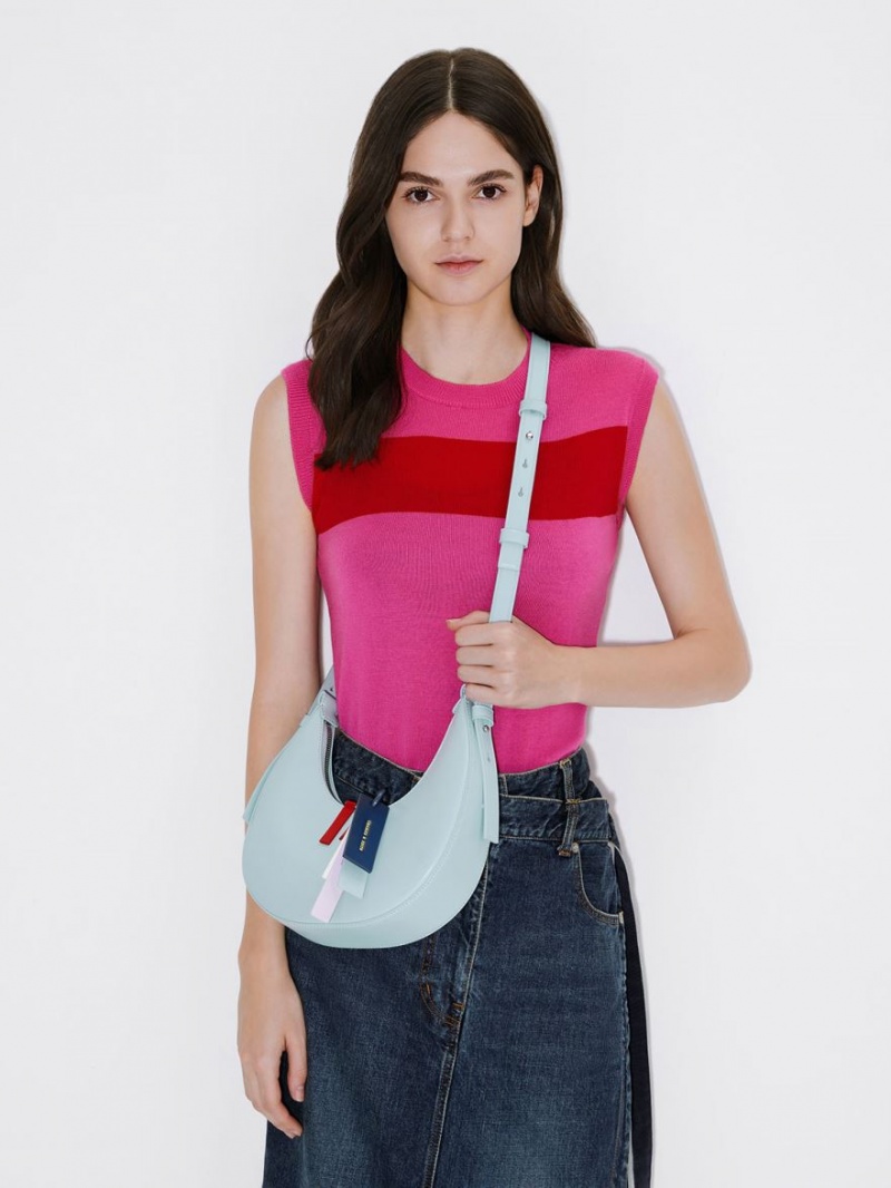 Charles And Keith Cockade Crescent Hobo Bag Blue | PHILIPPINES C281