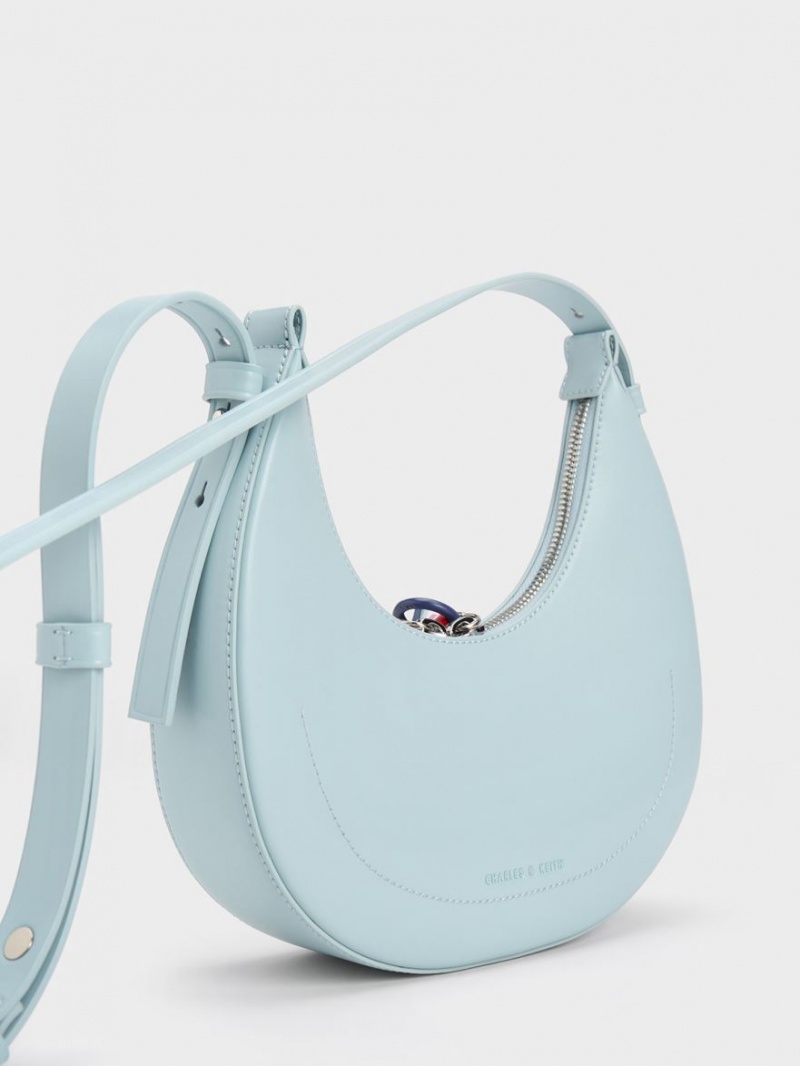 Charles And Keith Cockade Crescent Hobo Bag Blue | PHILIPPINES C281