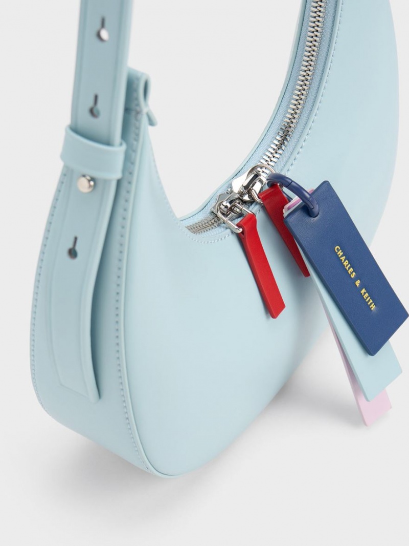 Charles And Keith Cockade Crescent Hobo Bag Blue | PHILIPPINES C281