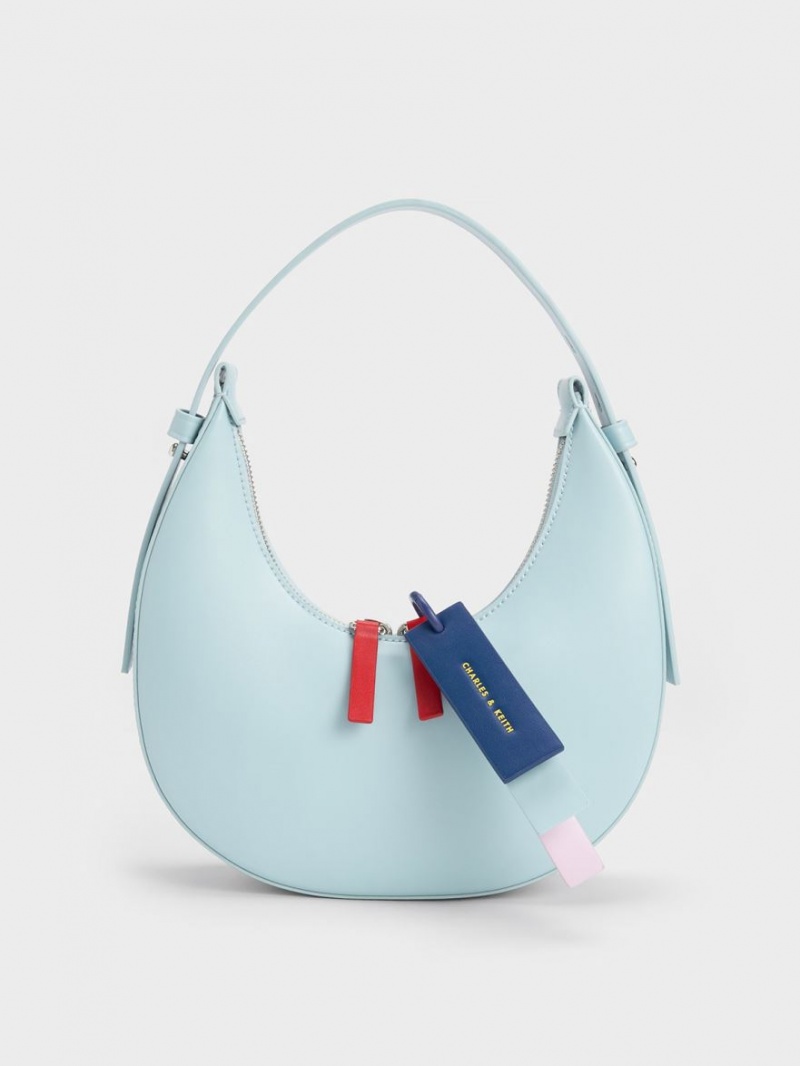 Charles And Keith Cockade Crescent Hobo Bag Blue | PHILIPPINES C281