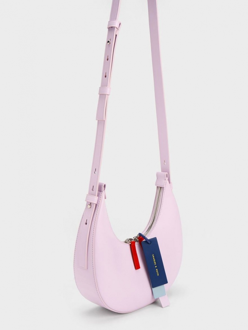 Charles And Keith Cockade Crescent Hobo Bag Purple | PHILIPPINES G129