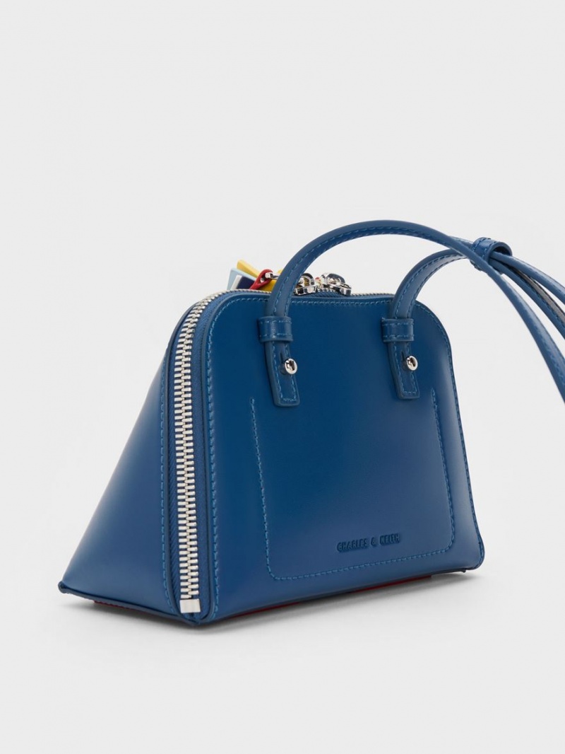 Charles And Keith Cockade Crossbody Bags Navy | PHILIPPINES J637