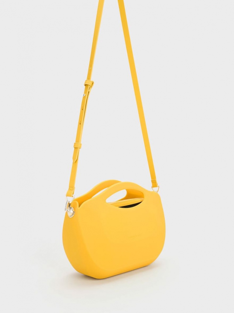 Charles And Keith Cocoon Curved Handbag Yellow | PHILIPPINES U961