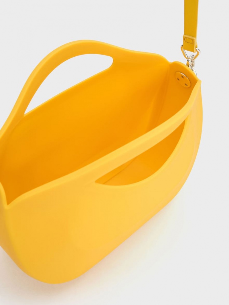 Charles And Keith Cocoon Curved Handbag Yellow | PHILIPPINES U961