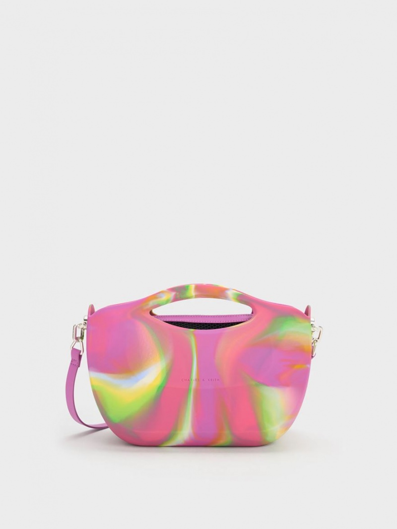 Charles And Keith Cocoon Curved Handle Printed Tote Bags Multicolor | PHILIPPINES A860